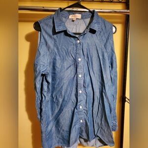PHILOSOPHY Cold Shoulder Denim Shirt, Size S
